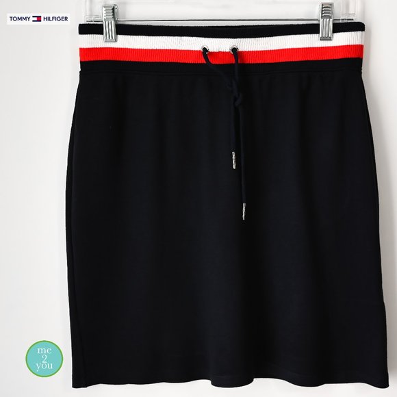 TOMMY HILFIGER Navy Blue Pull On Skirt - Size Petite Small - Picture 1 of 5